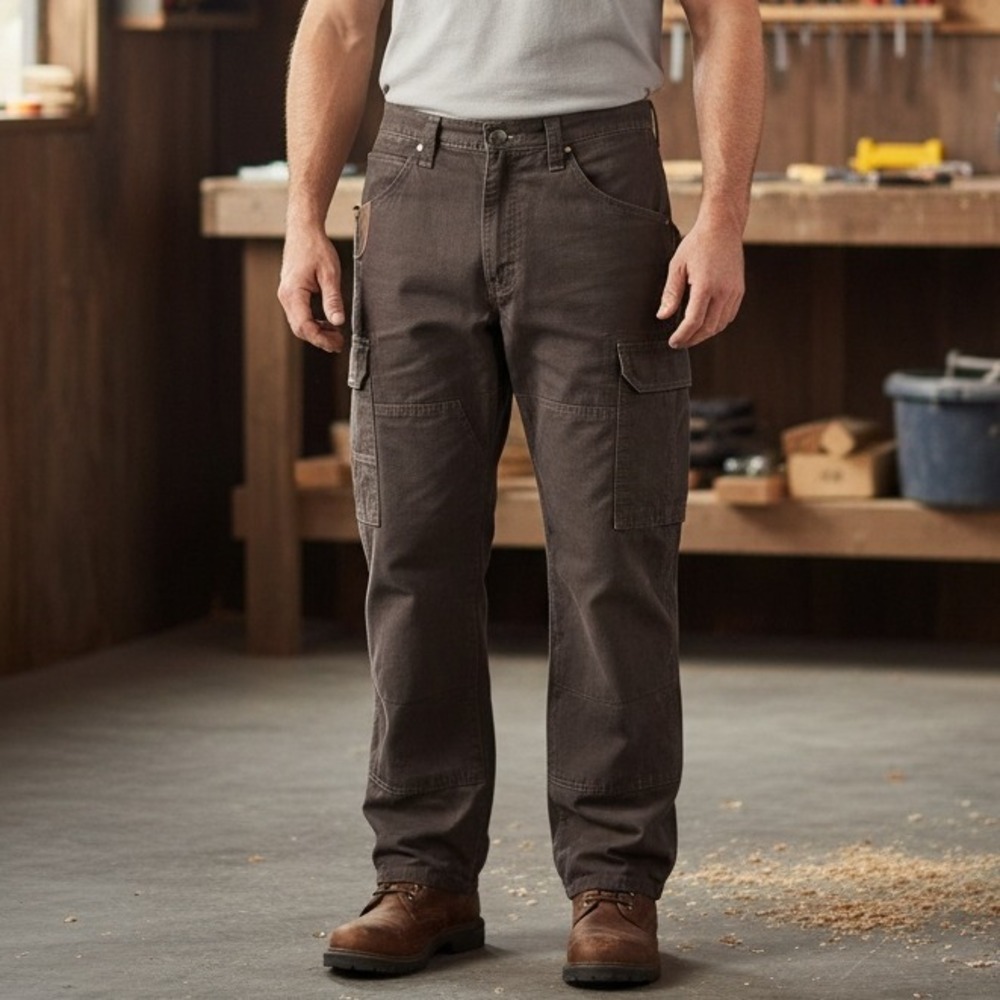 Wrangler Riggs Workwear Pants‎ Mens Sz 37X27 Cargo Ripstop Brown Grunge Workwear